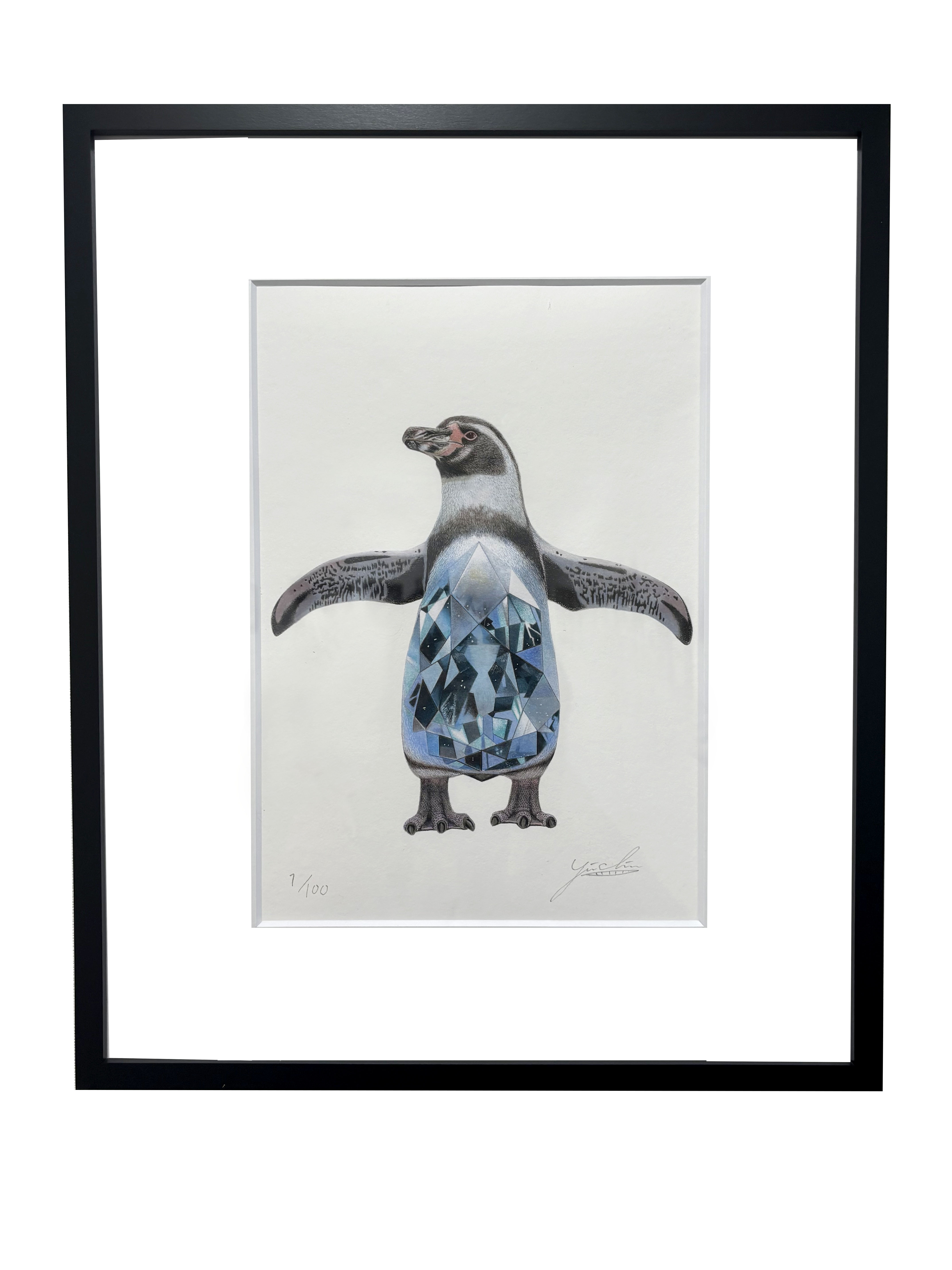 【直筆サイン・エディション入】安部祐一朗 額付き複製画 No.4「ペンギン×アクアマリン」